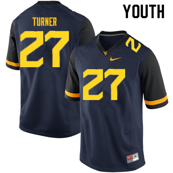 Youth #27 Tacorey Turner West Virginia Mountaineers College Football Jerseys Sale-Navy - Click Image to Close